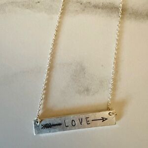 Silver 'Love' Bar Necklace